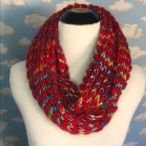 Chunky knit infinity scarf red & colorful‎ | OS